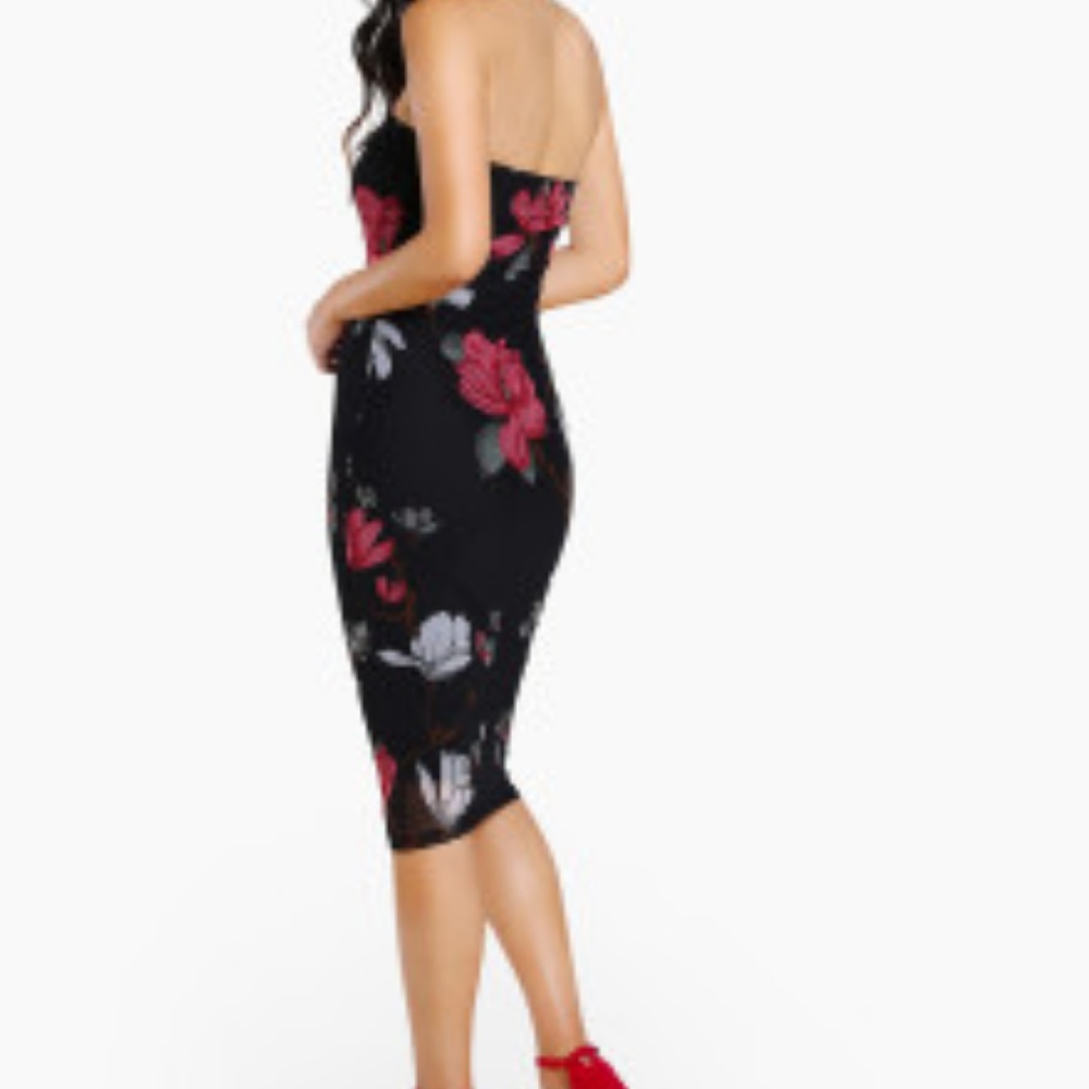 Strapless floral fitted dress sz small - Picture 5 of 7